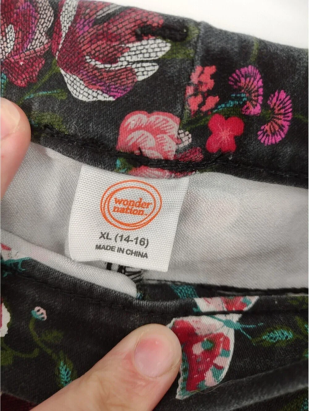 Wonder Nation Girls Extra Large 14-16 Floral Jeans Skinny 087